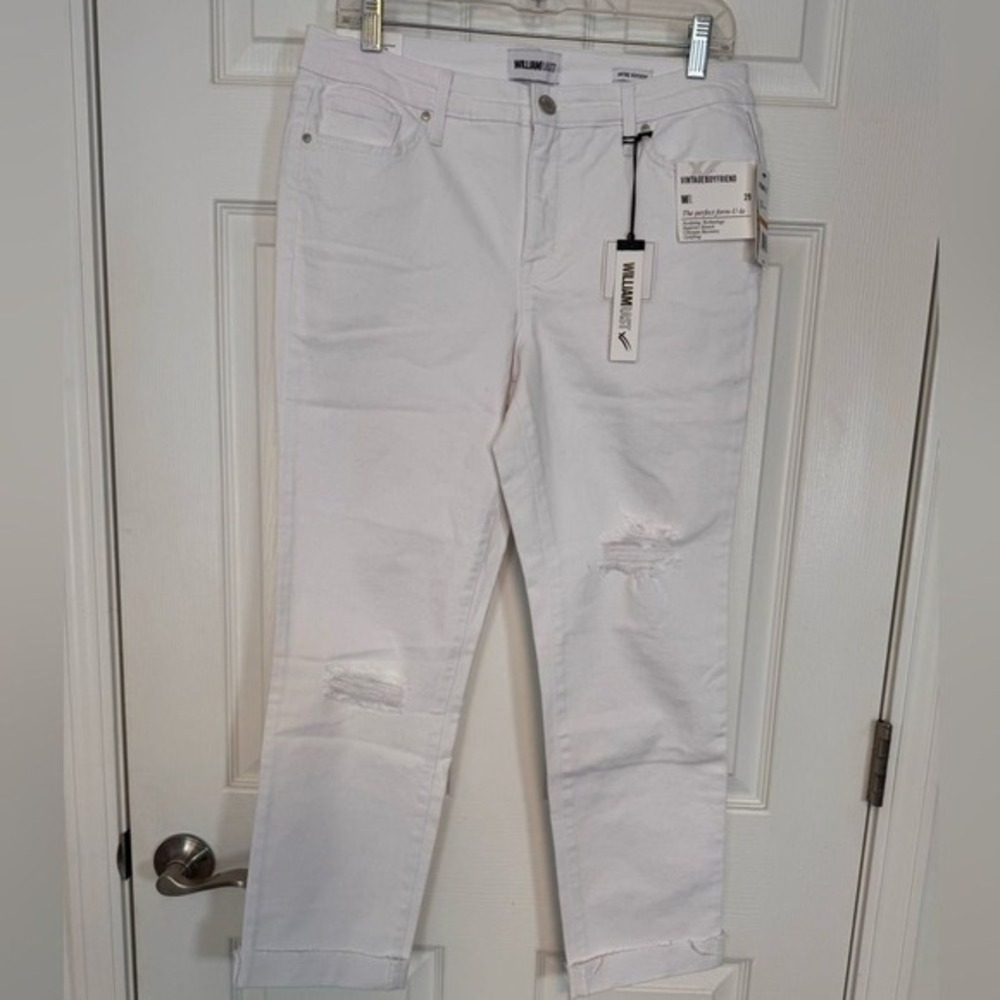 WILLIAM RAST white vintage boyfriend cuffed‎ jeans NWT size 25